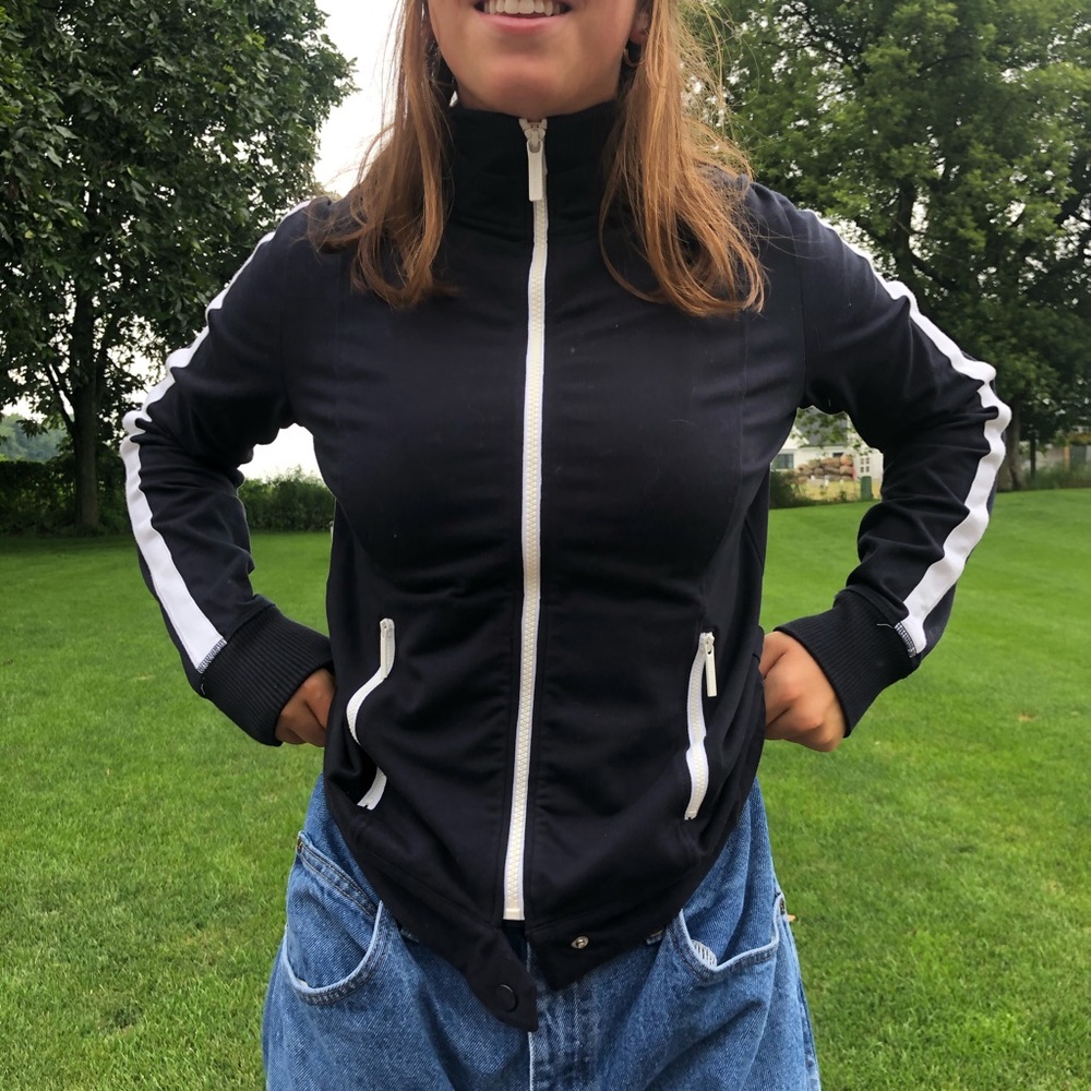 Michael Kors Navy and White Zip-Up